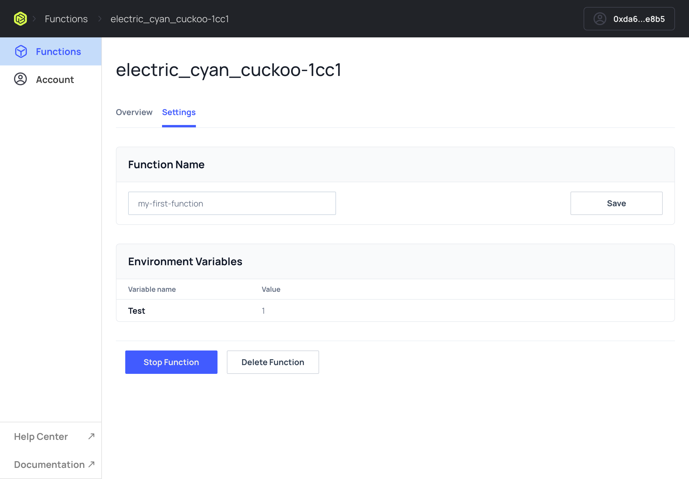 Changing the Function Name