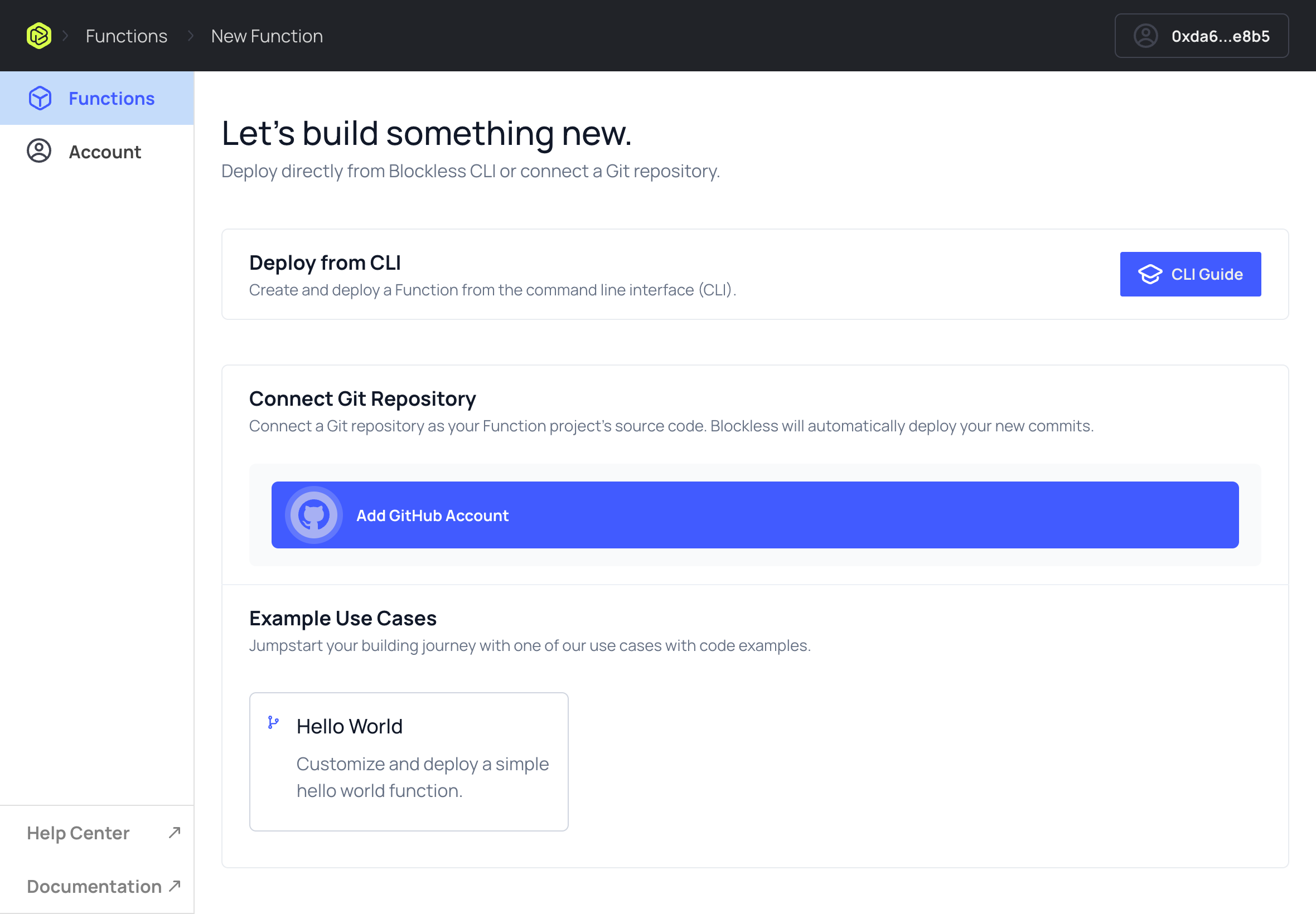 Function Creation Page